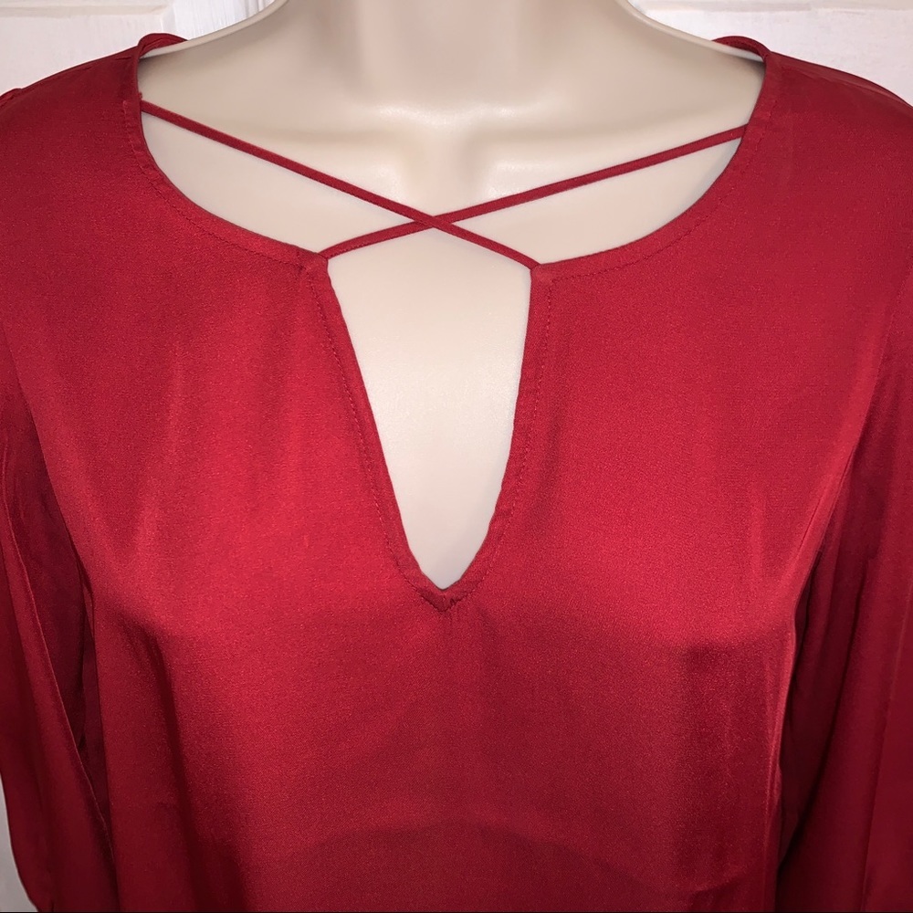 Express Cross Front Large Button-Cuff Blouse - image 3